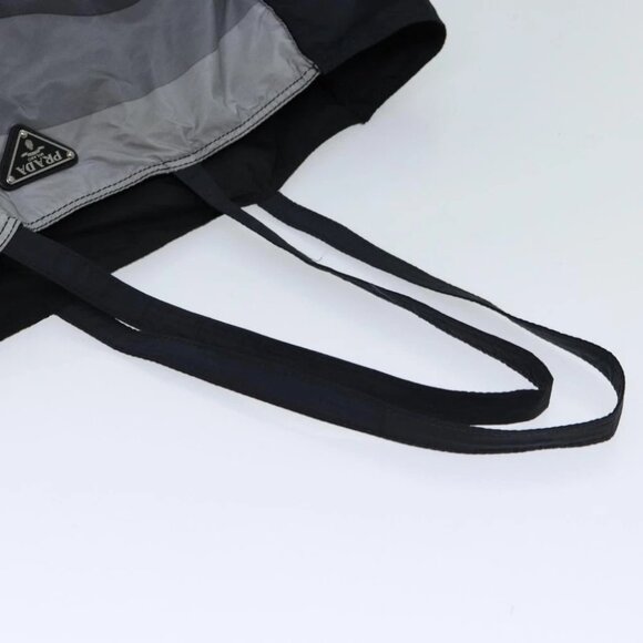 PRADA Tote Bag Nylon Black Gray Auth 69946 - Picture 7 of 14